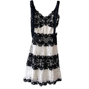 New Tadashi Shoji Lace Knee Length Formal Dress Sz 8 Women’s Black and White